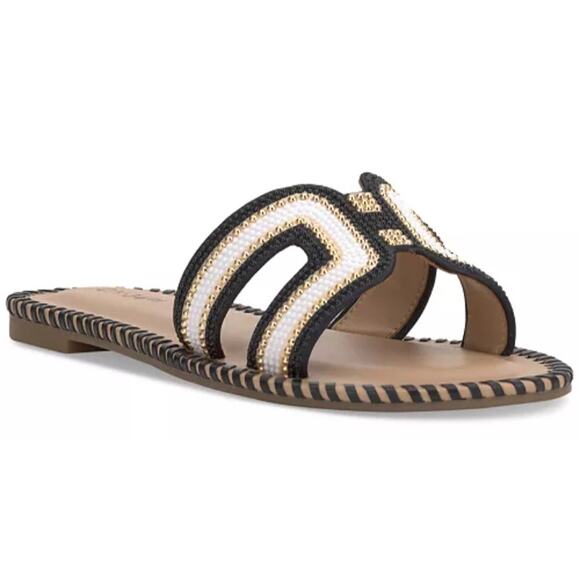 Mansi Beaded H-Band Flat Sandals Size 8 NEW - Picture 1 of 4